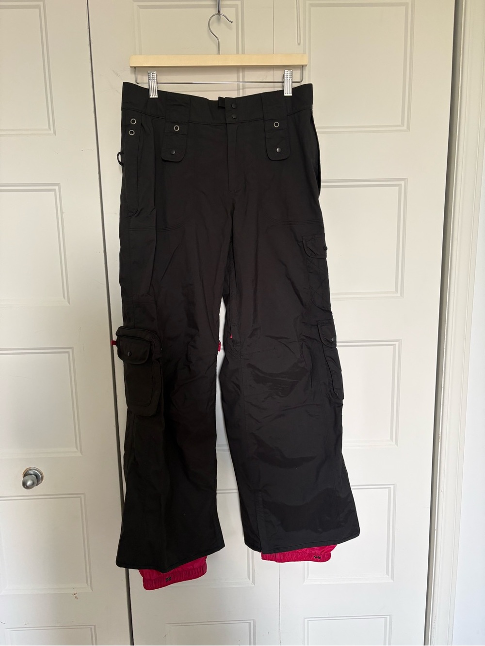 Burton Black Cargo Snow Pants with Pink inside